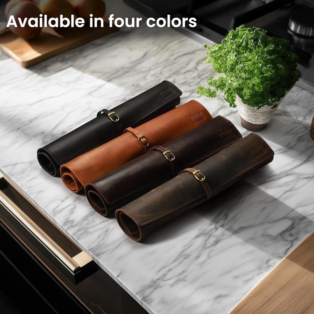 Genuine Leather Knife Roll Bag
