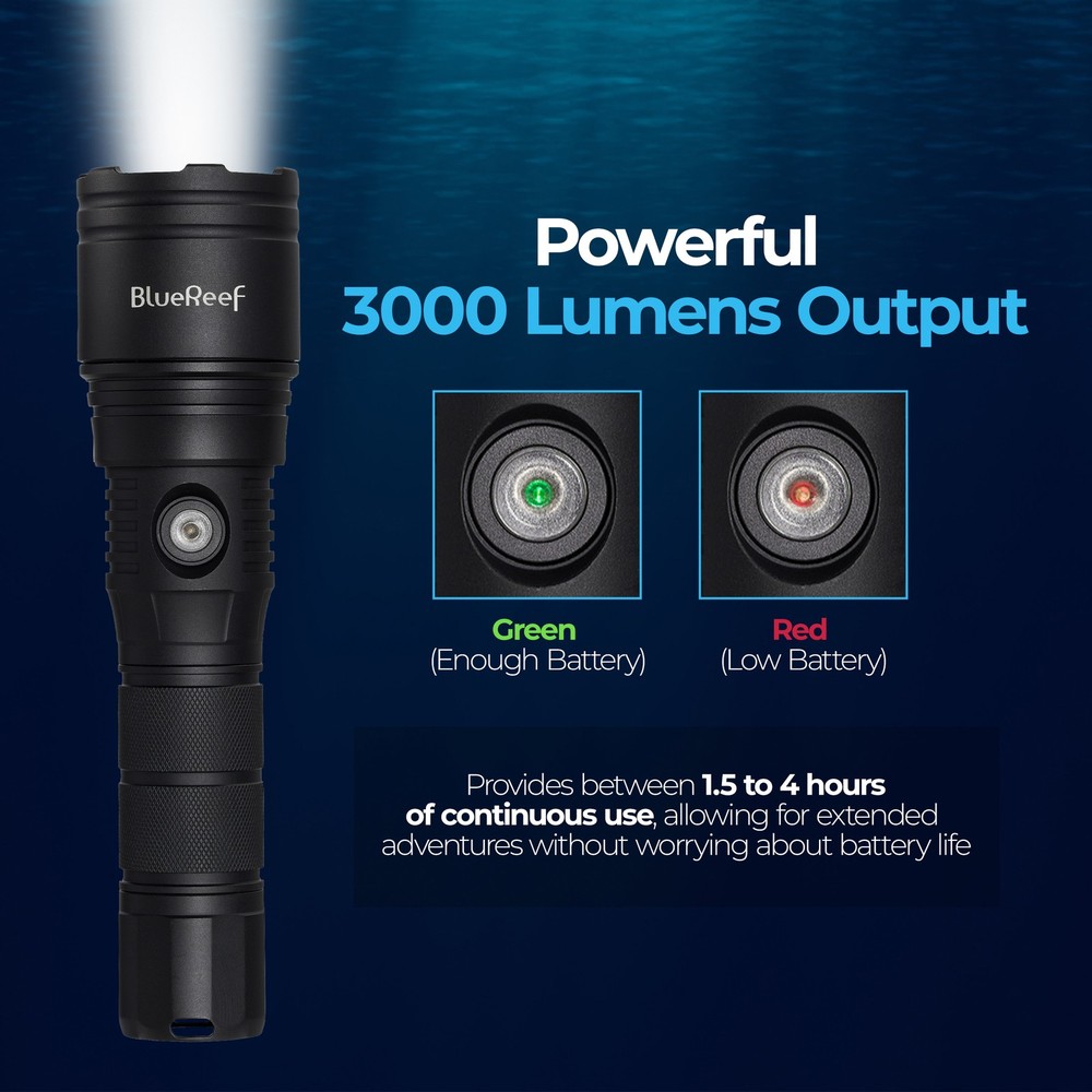 Blue Reef 2000 Lumens & 3000 Lumens Dive Light Kit