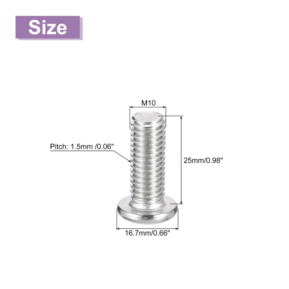 M10x25mm Flat Round Head Phillips Head Screw, 12Pcs Phillips Drive Machine Screw