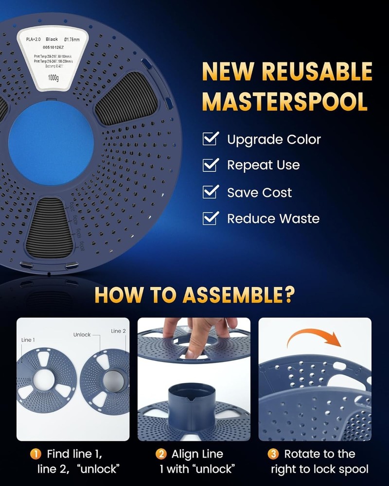 1.75mm 4KG PLA+ Filament Bundle - Neatly Wound, Durable, Quick Printing Solution