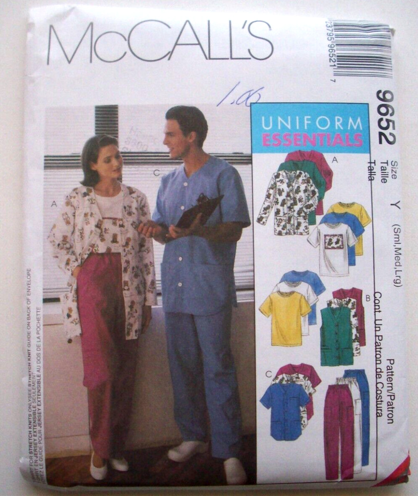 Scrubs tops tunic pants uniform  pattern 9652 size  small Medium Large uncut
