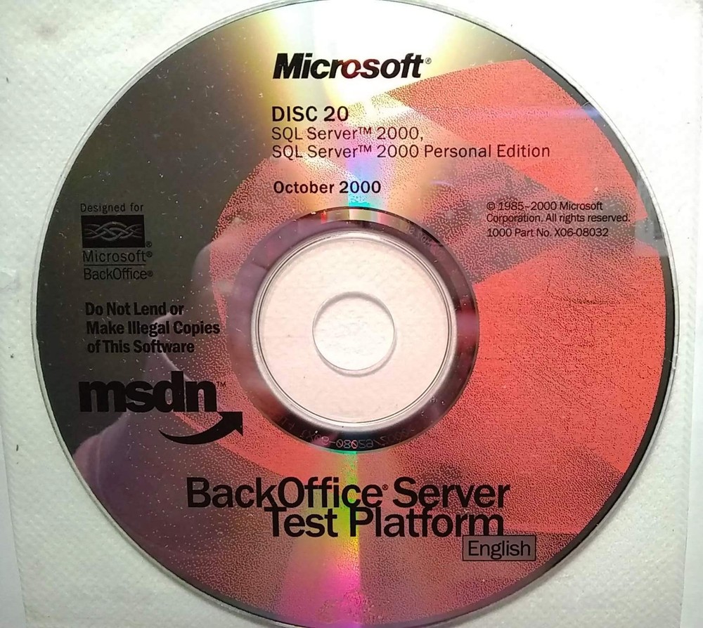 Microsoft SQL Server 2000 Personal / Standard Full Version CD Set w/ License
