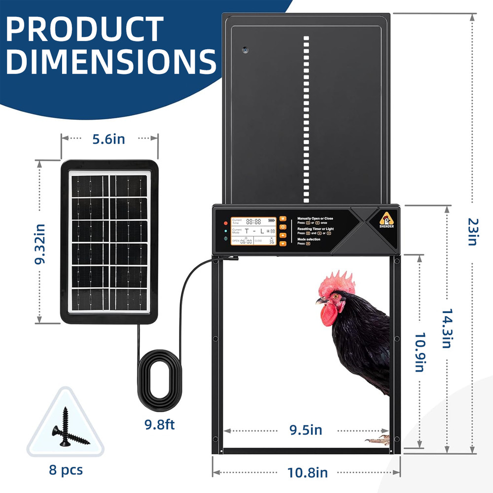 Automatic Solar Chicken Coop Door Opener with Timer Light Sensor Remote Control