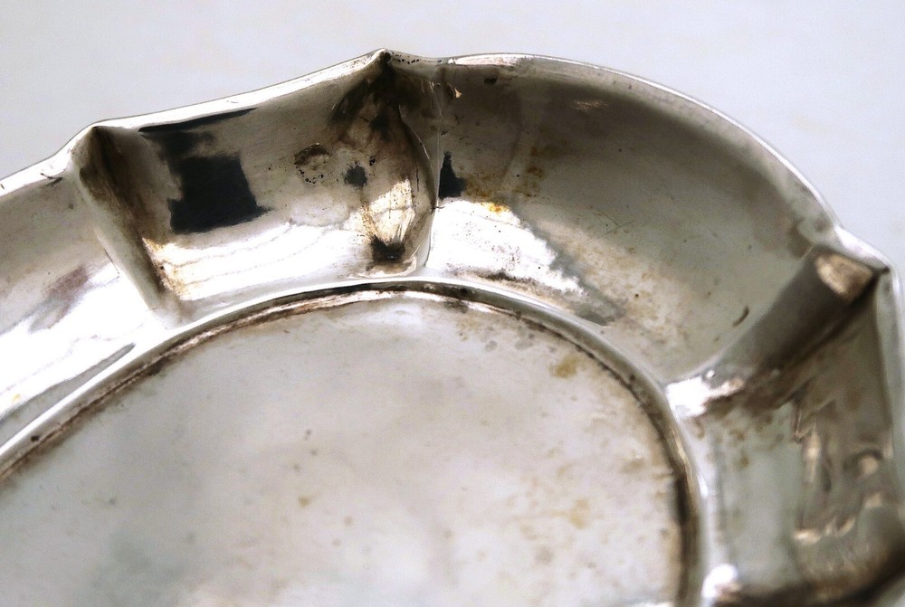 Danish Solid Silver Raised Pedestal Bowl Dish Marked Johan Roschke Dated 1755