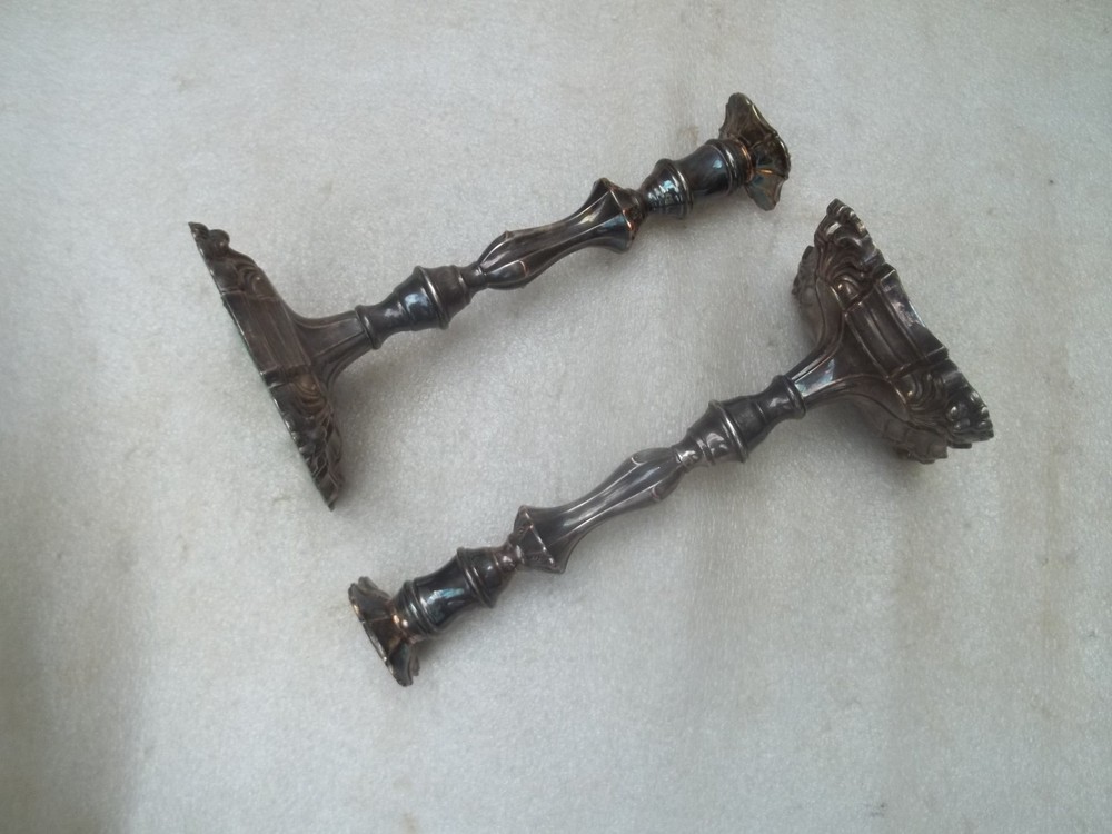 Antique Victorian Silver Plated Candlesticks.