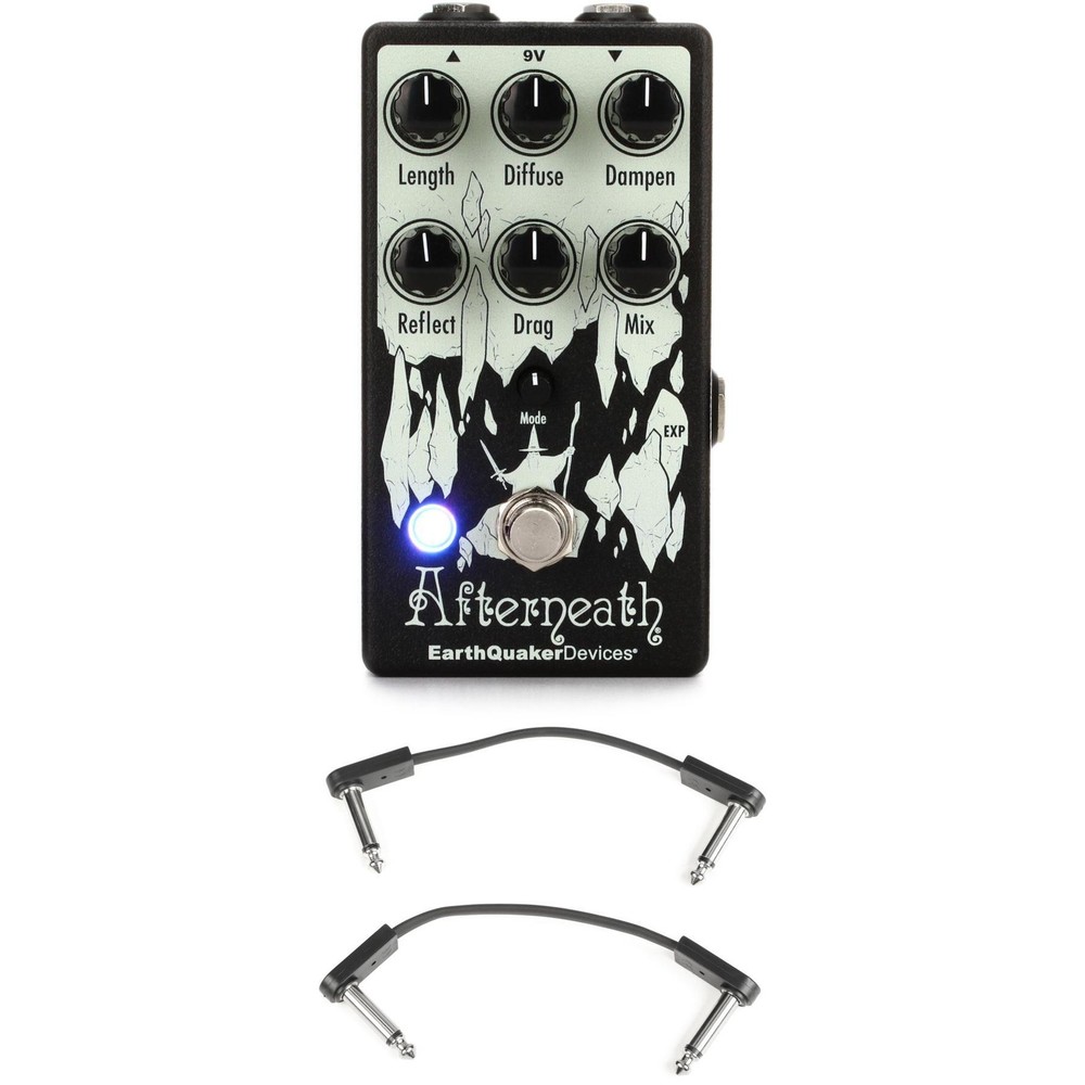 EarthQuaker Devices Afterneath V3 Reverb Pedal with EBS Patch Cables