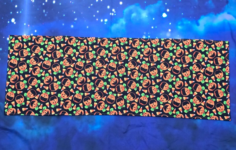Handmade Quilted Table Runner Halloween Pumpkins candy corn fall reversible