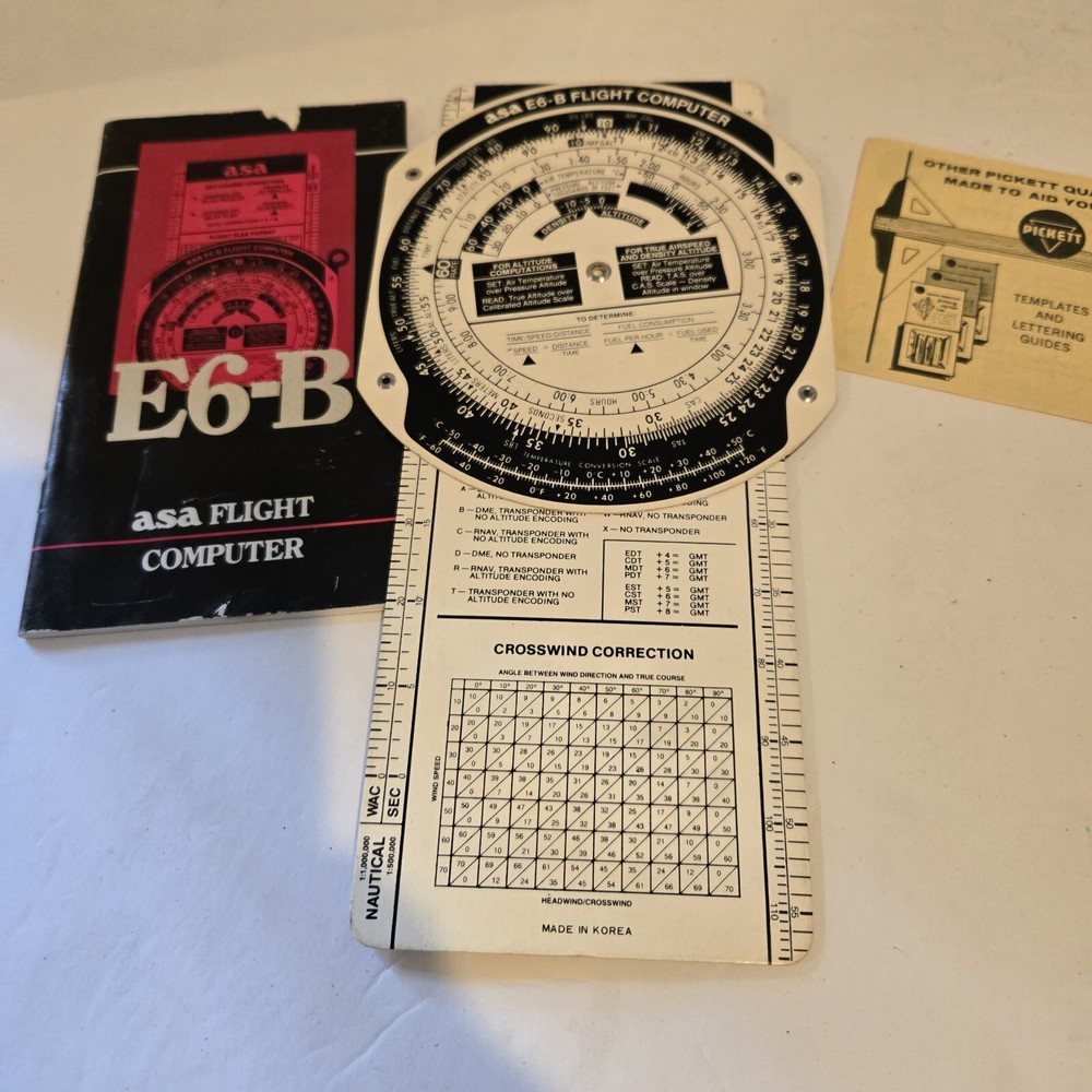 Vintage ASA E6-B Aviation Flight Computer W/ Manual