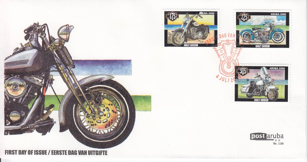 Aruba Issue FDC 2008 (139) Motor Cycles