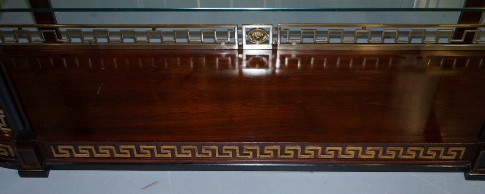 RARE CUSTOM MADE VERSACE MAHOGANY & BRASS CONSOLE BOOKCASE DISPLAY SIDEBOARD