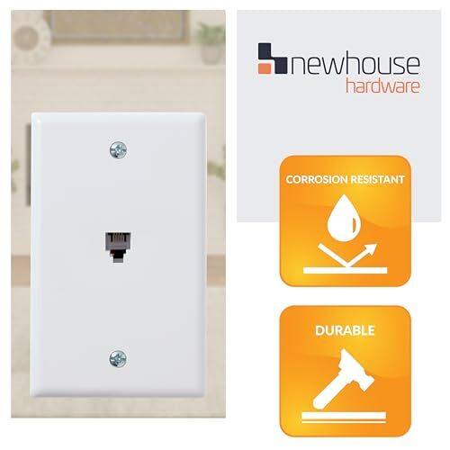 Newhouse Hardware Surface Phone Jack Plate White 1-Pack