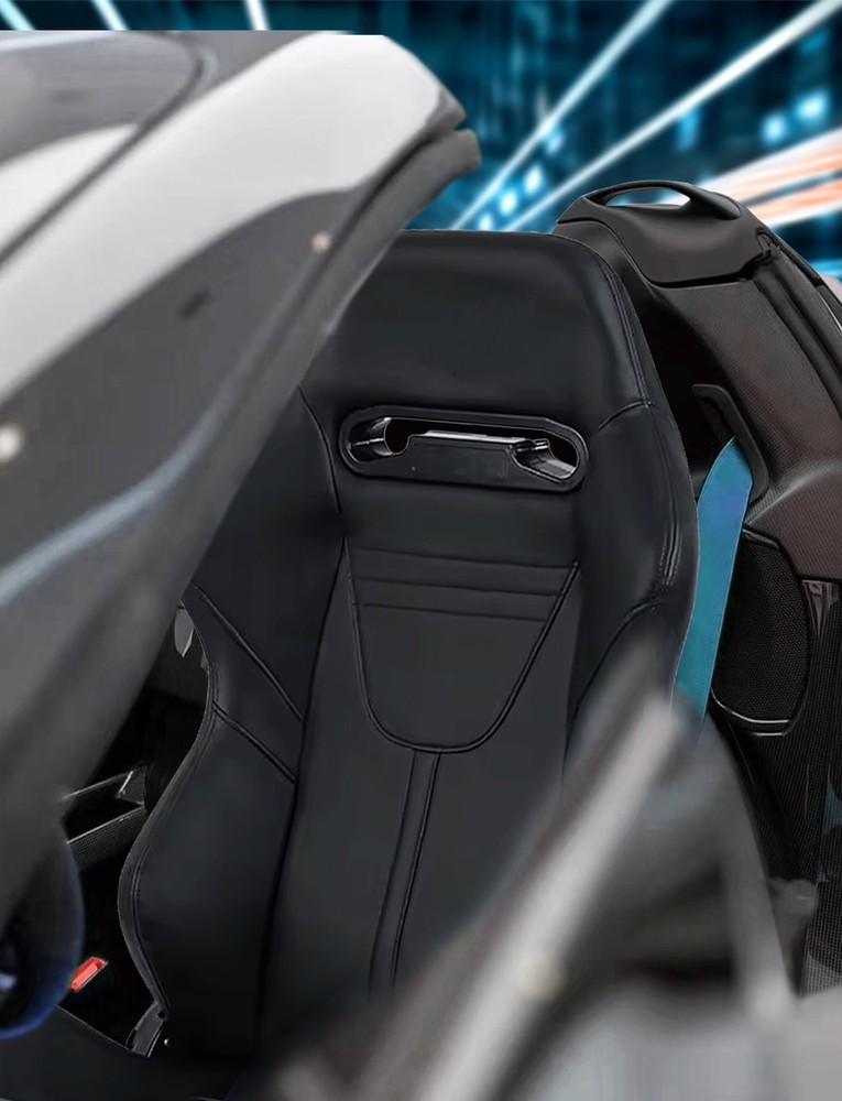 Universal Racing Seats Pair PVC Leather Reclinable Adjustable Sliders