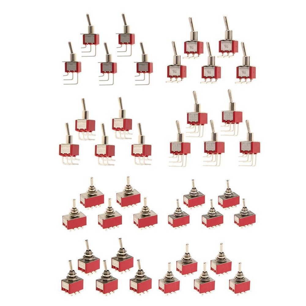5x Toggle Switch on / on PDT + 12-pin Round Handle