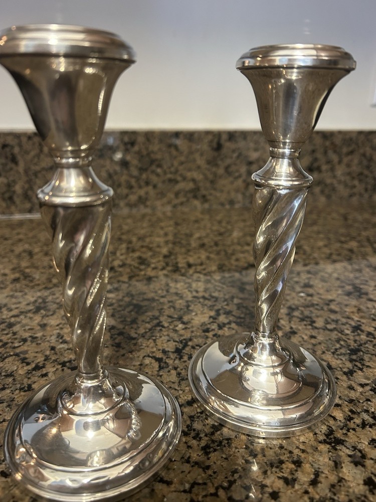 Sterling Twisted Candlestick Holders 6.5” T