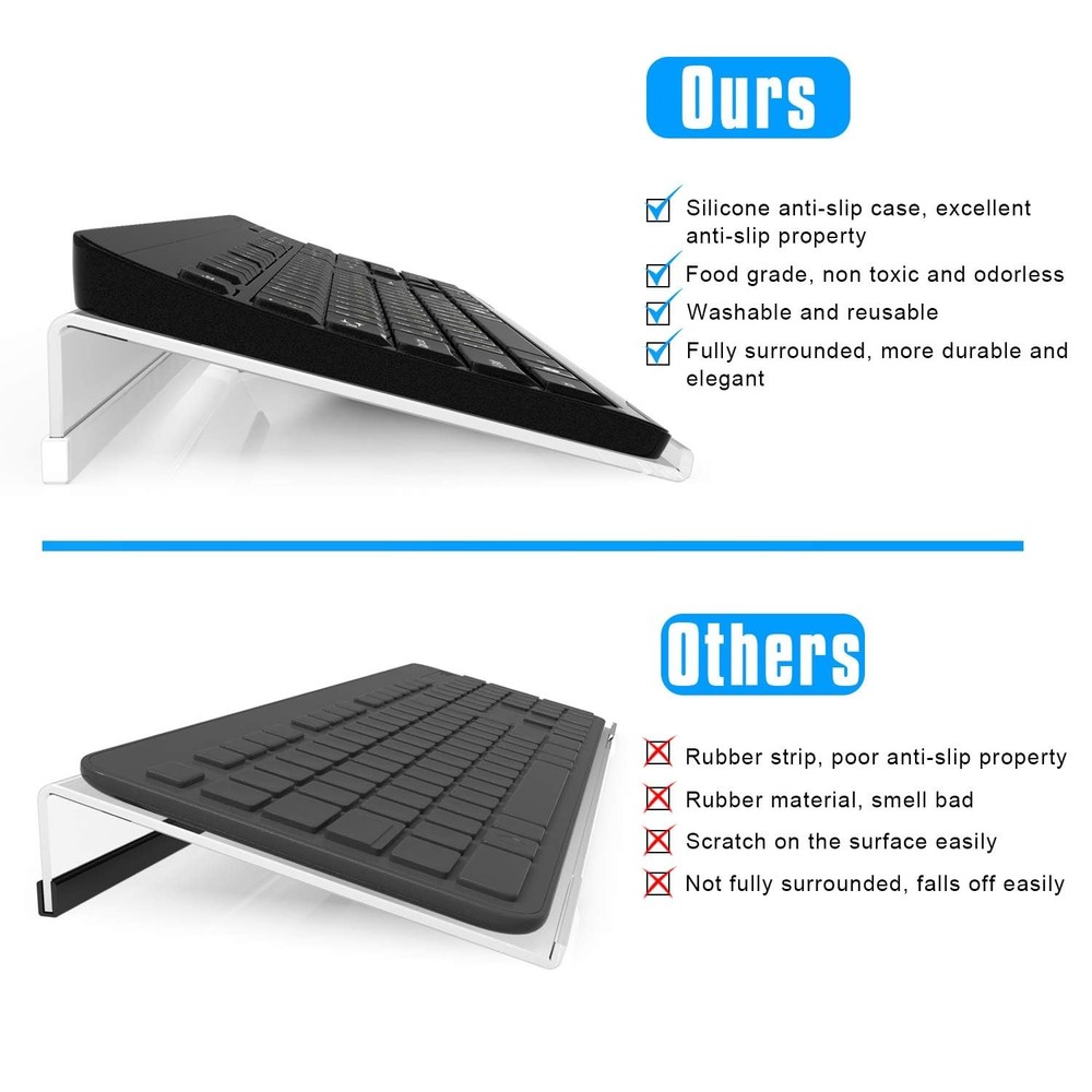 Clear Acrylic Tilted Computer Keyboard Holder Ergonomic Stand Silicone