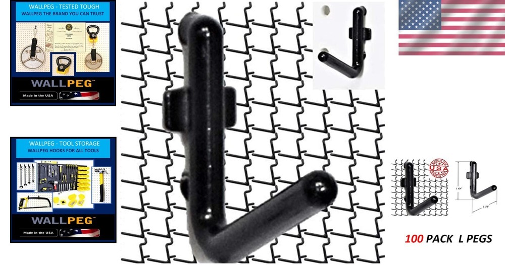 100 Heavy-Duty Self-Locking Black Pegboard Hooks for Maximum Efficiency