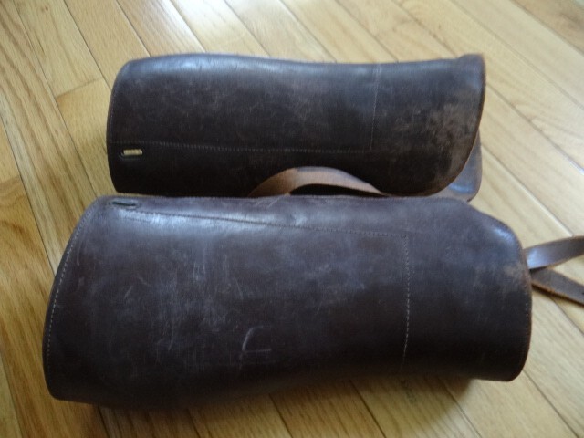 Authentic WWI WW2 Brown Leather Leggings Named