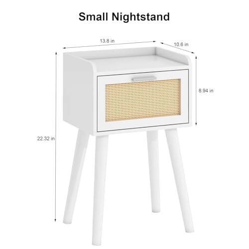 Nightstand Set of 2, Small Bedside Table, End Table with 2 Package White