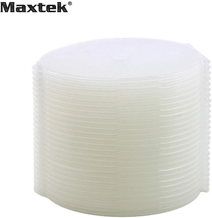 Maxtek 50 Pack Clear Transparent Round Clamshell CD DVD Case, with Lock