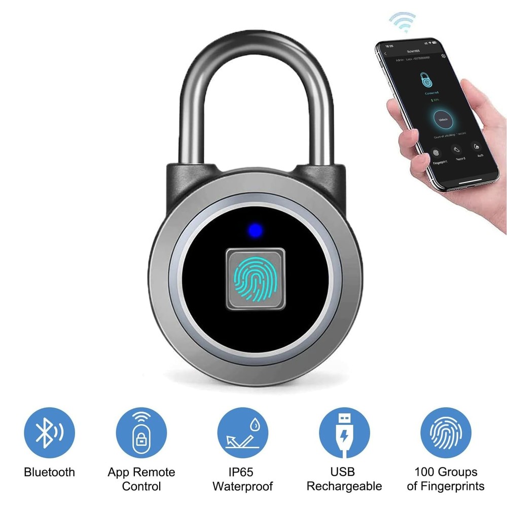 MEGAFEIS Smart Fingerprint Padlock Bluetooth, Mobile APP, Keyless Security Lock