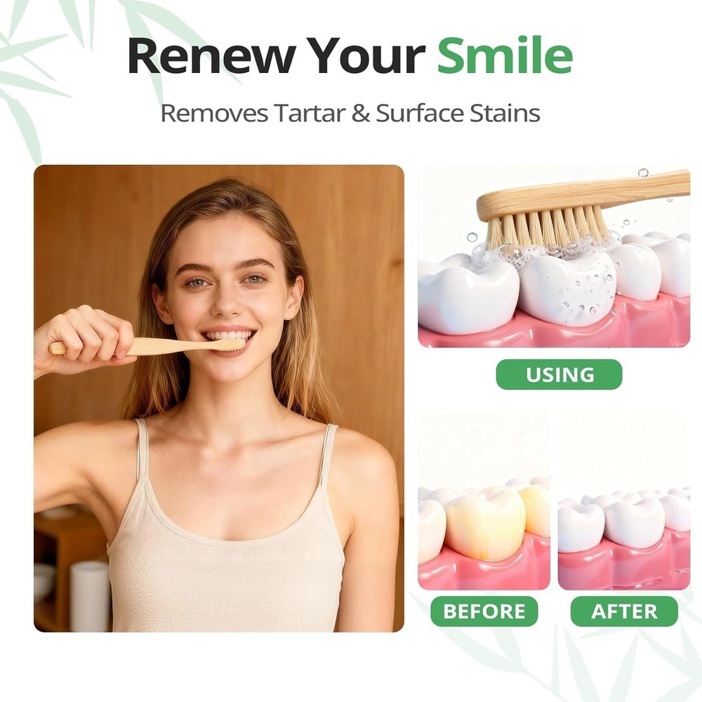 Cepillos de dientes de bambú biodegradables (paquete de 12)
