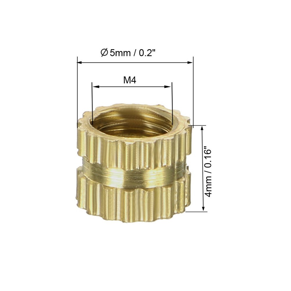M4*0.7 Insert Embedment Nut for 3D Printer Female Brass Knurled Threaded 100Pack