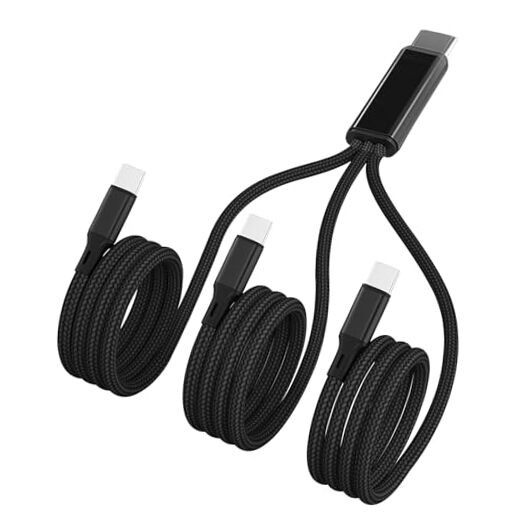 Multi USB C Cable 3 in Multiple Type C Charging,3A Splitter USB-C 4FT 1 Black