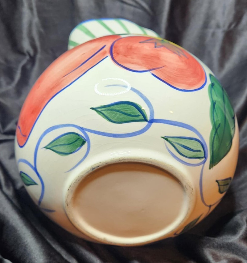 Rooster & Fruit Ceramic Pitcher 2 Quart 7.75" Tall and coffee mug