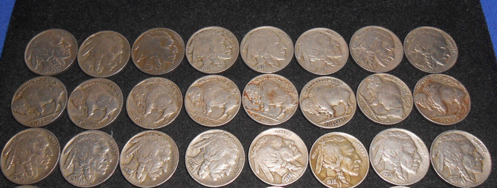 1938 D BUFFALO NICKELS - VF - 1 CIRCULATED ROLL