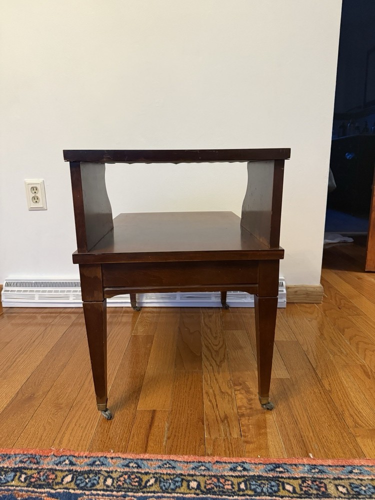 Vintage Mid-Century Mersman 7706 Two-Tier Rolling Step End Table