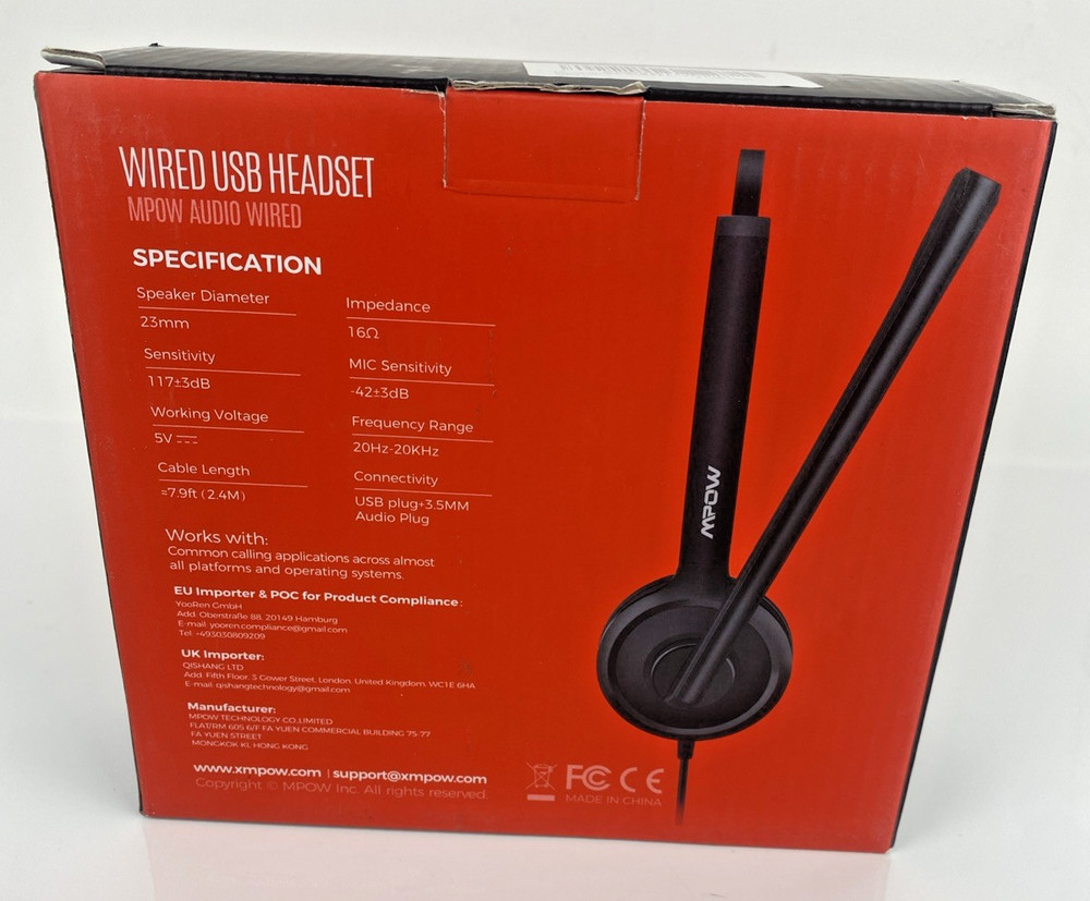MPOW Wired Single-Sided USB Headset with Microphone