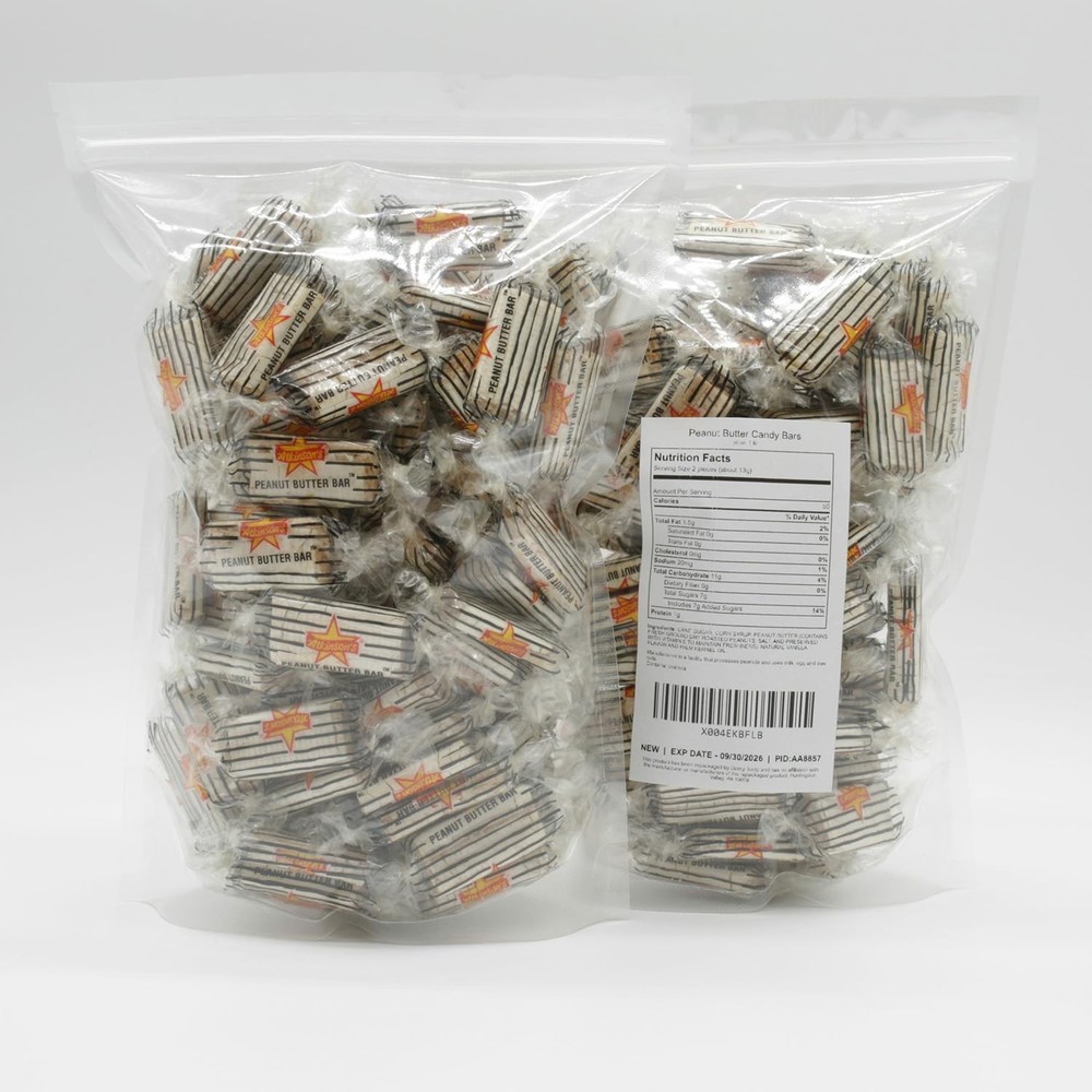 Wrapped Bulk Candy Bars, Peanut Butter, 1 Pound