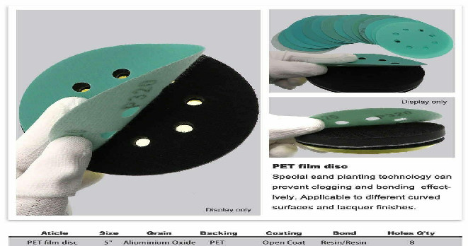 Premium Quality Polyester Film Sandpaper Discs with Convenient Hook