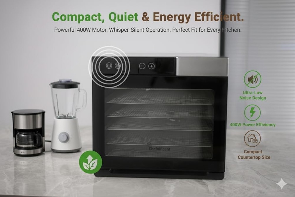 Chefnificent SQUARE Food Dehydrator with 5 Adjustable Stackable Trays