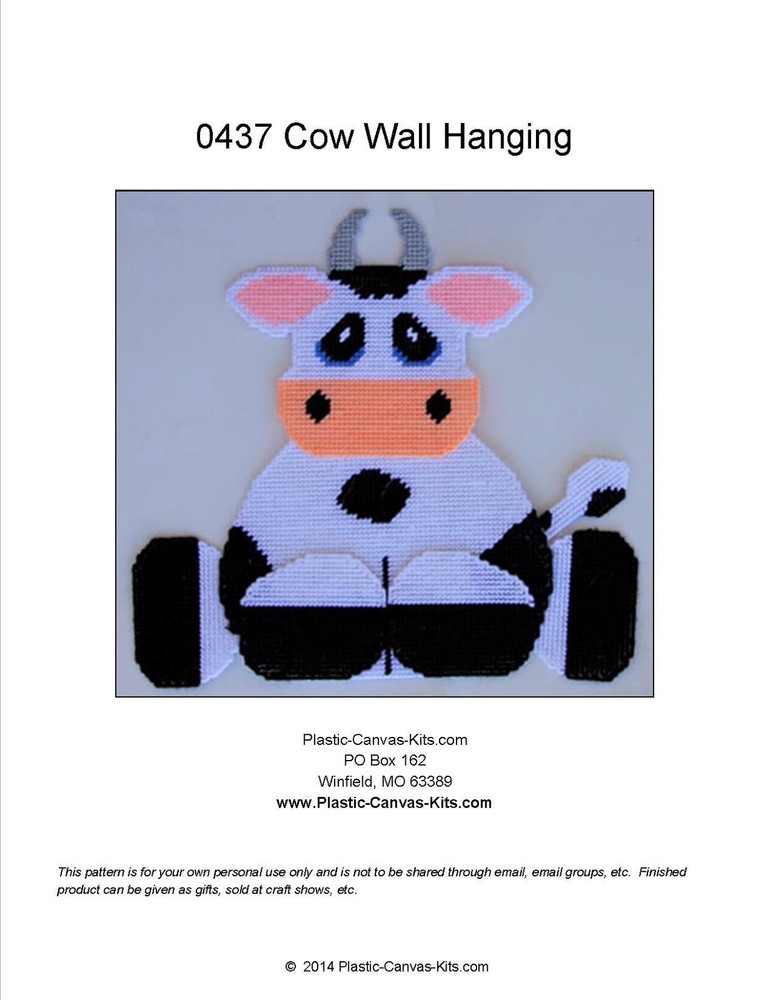 Cow Wall Hanging-Plastic Canvas Pattern or Kit