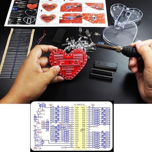DIY Electronic Kits LED Heart-Shaped Flashing Light 51 microcontroller