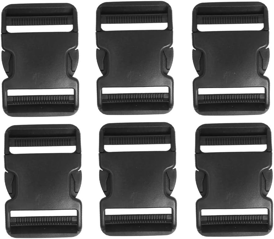 6 Pack 2 Inch Flat Dual Adjustable Plastic Side Release Buckles for...