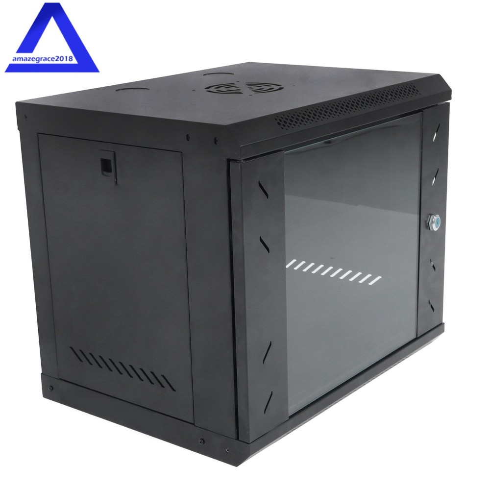 9U Wall Mount Server Cabinet Network Rack Vented Enclosure Lock Door 15.5'' Deep