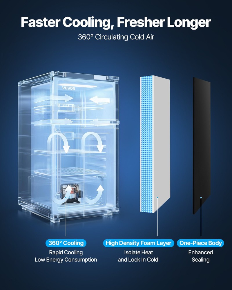 Mini Fridge Freezer 3.2 Cu.Ft Two Door Compact Refrigerator Adjustable Tem