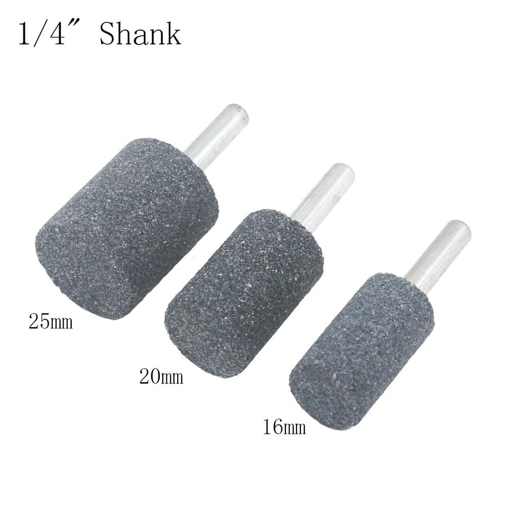 Assorted Drill Grinding Stones 1/4" Shank Various Shape Aluminum Oxide Mounted