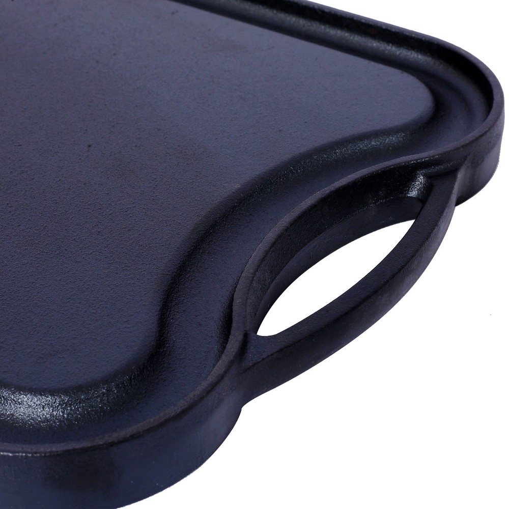 Pre-Seasoned Cast Iron Reversible Grill Griddle Black Rectangular Dual Sided
