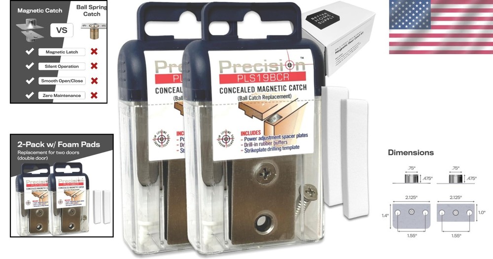 Magnetic Door Catch for Double Doors - Effortless Replacement & Silent Operation