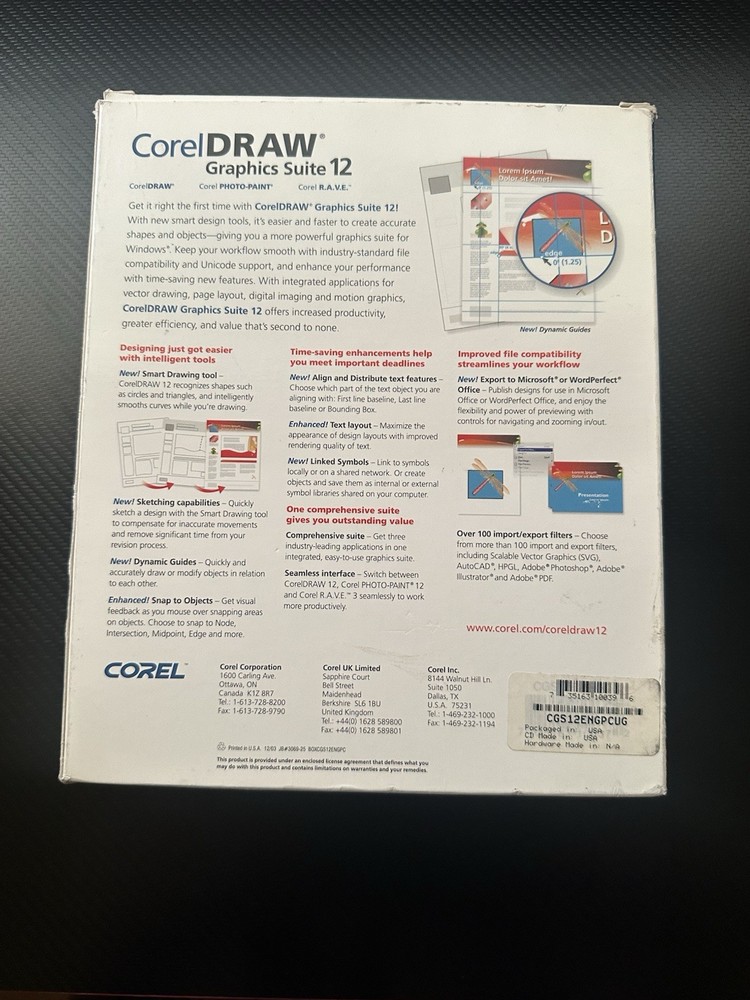 Corel CorelDRAW Graphics Suite 12 Upgrade CD for Windows 2000 XP