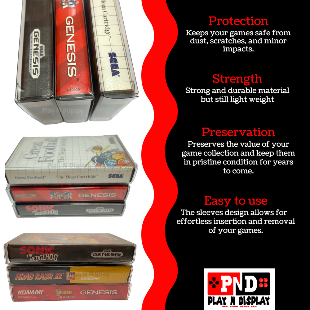 5 Sega Genesis Box Protectors Clear Plastic Display Case Storage Sleeve Thick