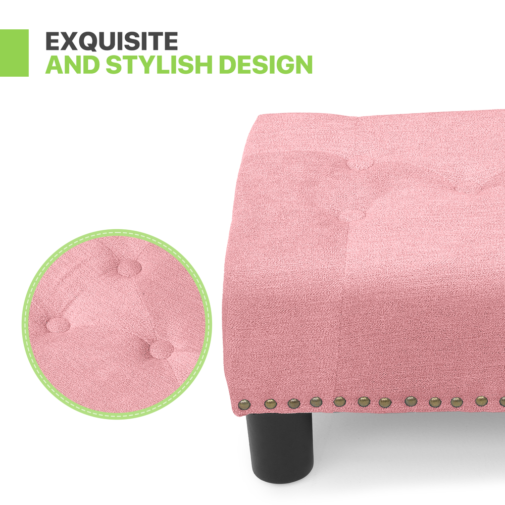 15" Rectangular Fabric Ottoman Classic Cube Upholstered Pink Lift Top Footstool