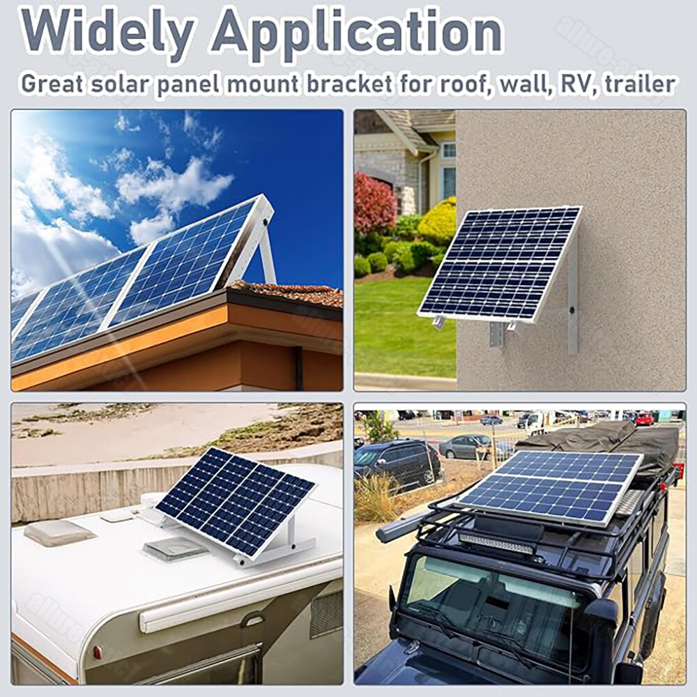 4PCS Solar Panel RV Tilt Mount Brackets Rooftop Flat Surface Adjustable Frame US