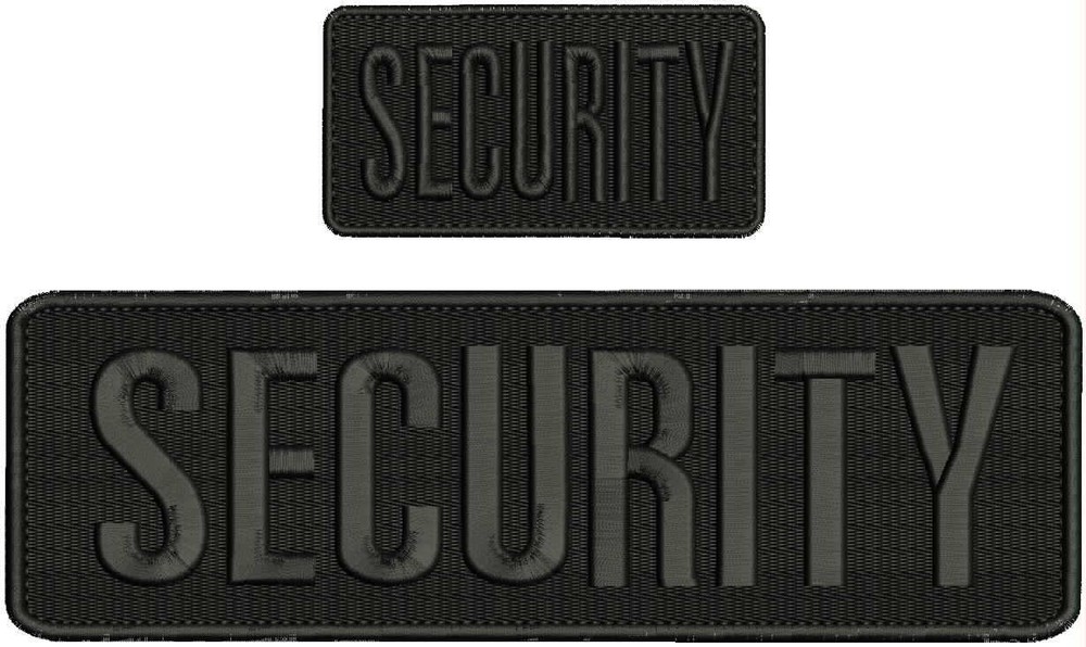 Security embroidery patch 3x10 and 2x4 hook all black