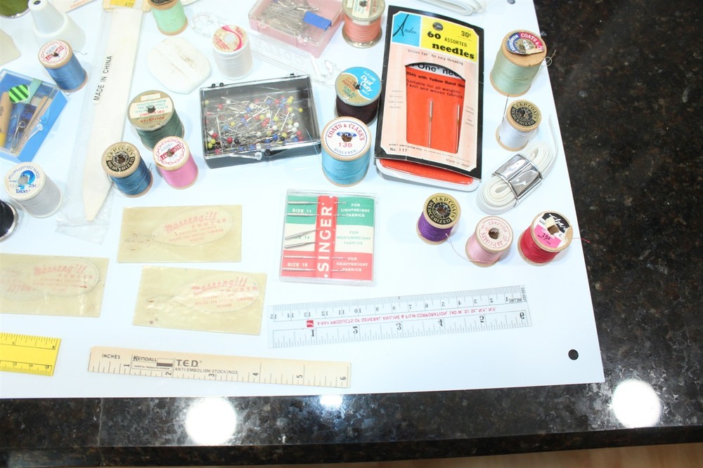 Vintage Sewing Making Items Large Lot - Thread, Needles, Pins, Tools + More
