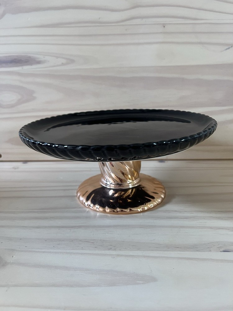 Black And Copper Cake Stand Plate 9in