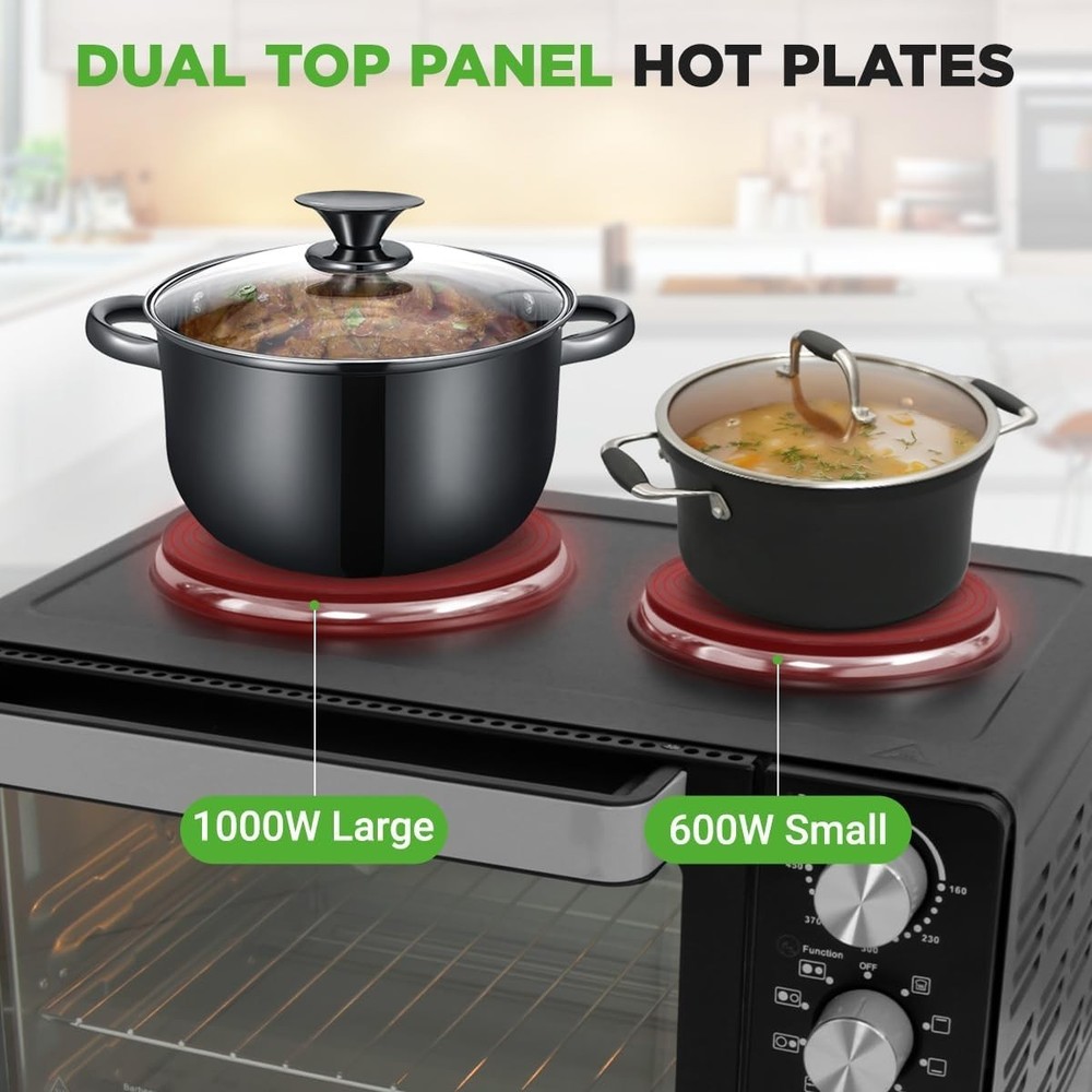 Versatile 1500 Watt Kitchen Oven with 7 Cooking Functions - Easy Clean Features